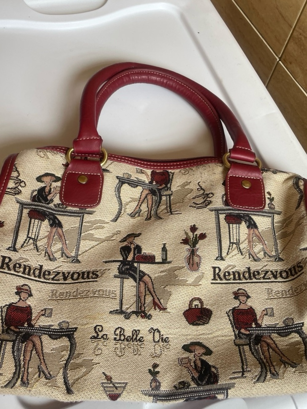 Red-Trim Rendezvous Canvas Satchel - Unbranded